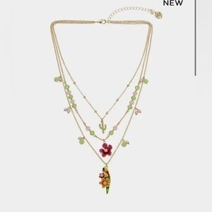 Betsey Johnson Parrot Layered Short Multi Strand Necklace